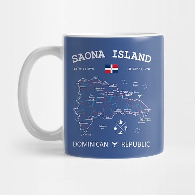 Saona Island Dominican Republic Flag Travel Map Coordinates GPS by French Salsa